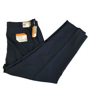 New Mens Savane Herringbone Straight Leg Dress Pants Size 44x30 Tapered NWT Navy